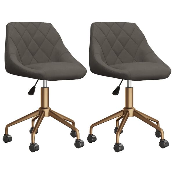 vidaXL Въртящи се трапезни столове, 2 бр, тъмносиви, кадифе