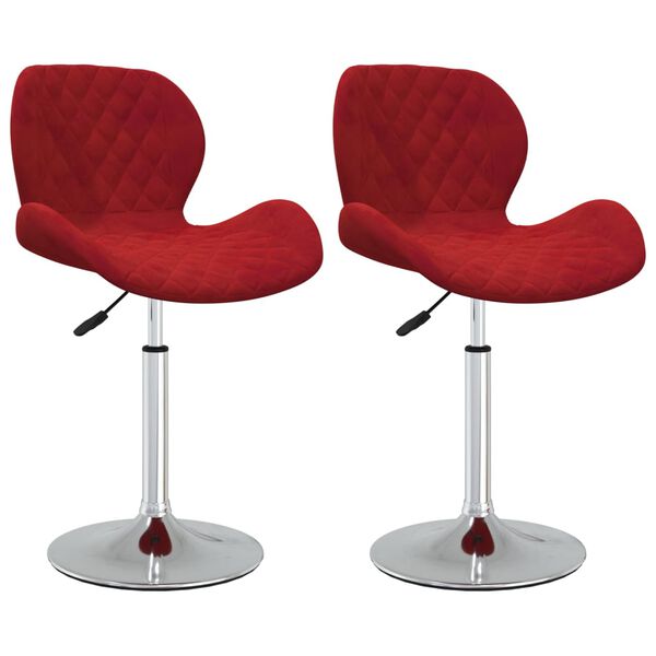 vidaXL Въртящи трапезни столове, 2 бр, виненочервени, кадифе