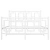 vidaXL Метална рамка за легло с горна и долна табла, бяла, 120x200 см