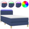 vidaXL Боксспринг легло с матрак и LED, синя, 90x200 см, плат