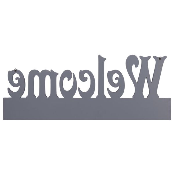 vidaXL Стенна закачалка за палта WELCOME, сива, 74x29,5 см