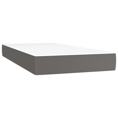 vidaXL Боксспринг легло с матрак, сиво, 100x200 см, изкуствена кожа