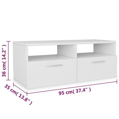 vidaXL ТВ шкафове, 2 бр, ПДЧ, 95x35x36 см, бели