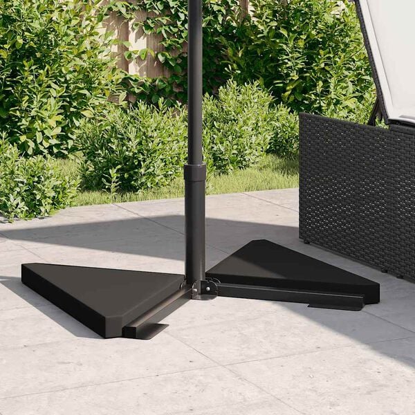 vidaXL Чадър Тежест плочи 2 бр черен гранит триъгълна 14 кг