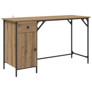 vidaXL Компютърно бюро Дъб 131 x 48 x 75 см Инженерна дървесина