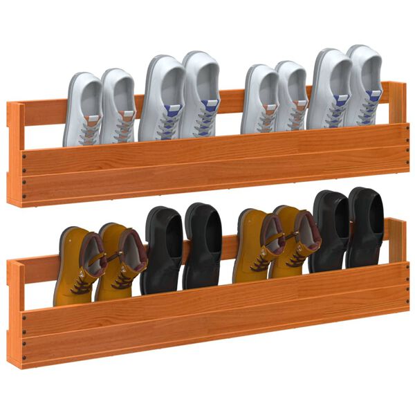 vidaXL Стенни рафтове за обувки 2 бр восъчнокафяв 110x8,5x23,5 см