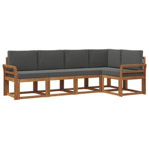 vidaXL Комплект дивани за открито 5 pcs Натурален и Антрацит