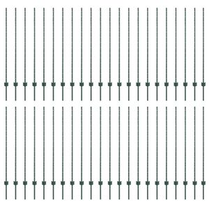 vidaXL Стълб за ограда. 44 pcs Зелен 180 cm Стомана