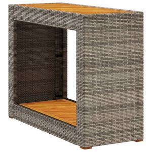 vidaXL Градинска маса с дървен плот сива 100x40x75 см полиратан