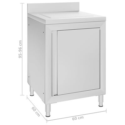 vidaXL Търговски кухненски шкаф с отцедник, неръждаема стомана