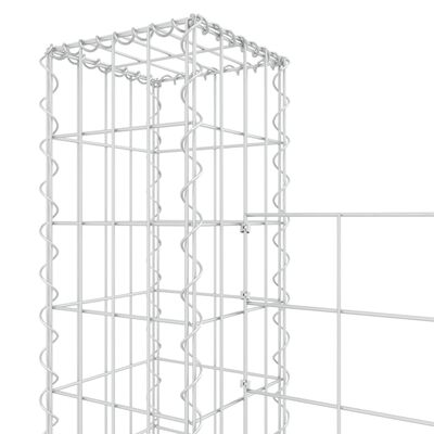 vidaXL U-образна габионна кошница със 7 стълба, желязо, 740x20x150 см