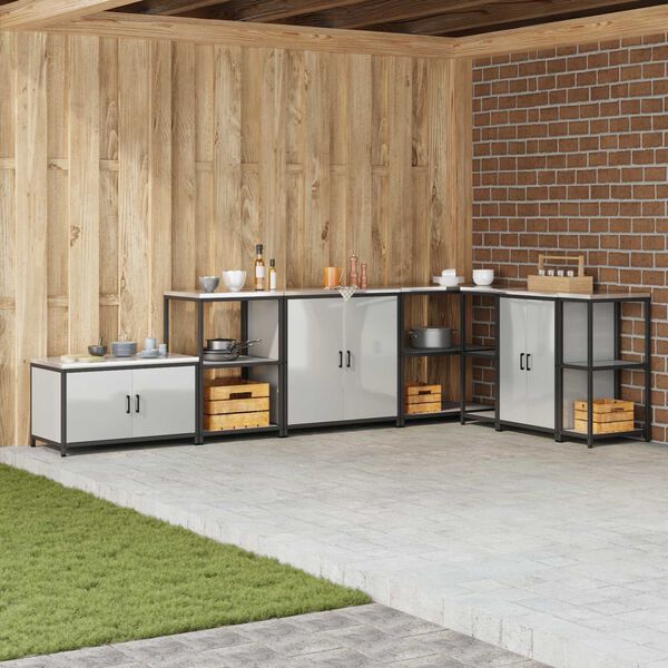 vidaXL Съхранение в кухнята с рафт Сребрист 60 x 50 x 92 см Стомана