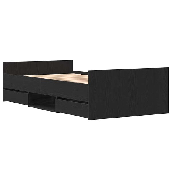 vidaXL Рамка за легло с таблото Черен дъб 90 x 200 cm Инженерно дърво