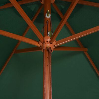 vidaXL Чадър за слънце, 200x300 см, дървен прът, зелен