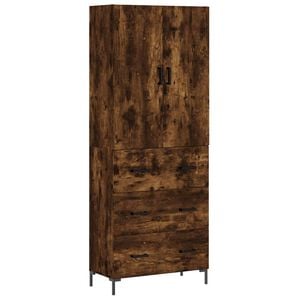 vidaXL Висок шкаф, опушен дъб, 69,5x34x180 см, инженерно дърво