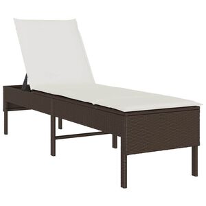 vidaXL Шезлонг с възглавница, кафяв, 55x200x44 см, полиратан