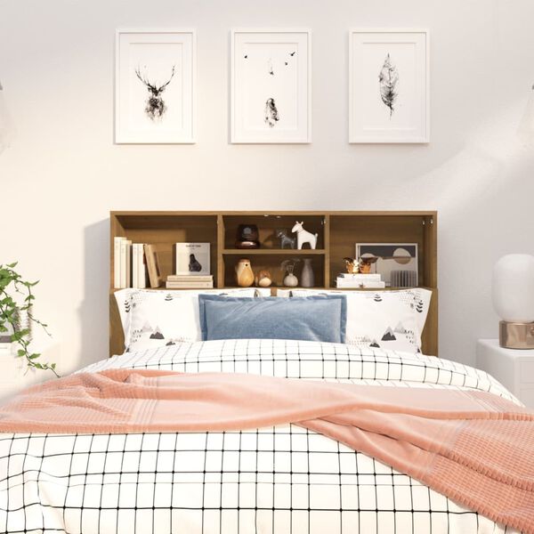 vidaXL Табла за легло тип шкаф, кафяв дъб, 120x19x103,5 см