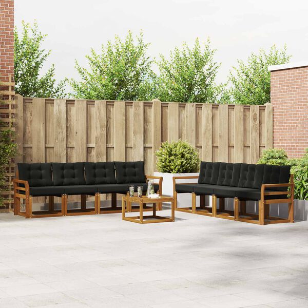 vidaXL Комплект дивани за открито 9 pcs Естествено и черно