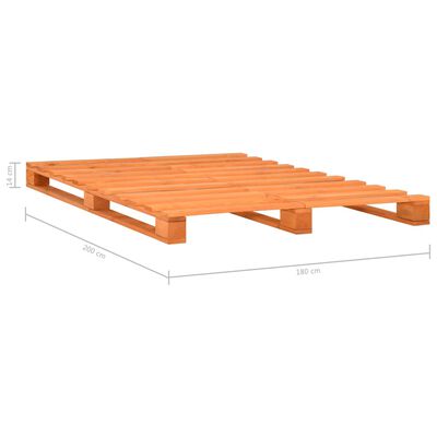 vidaXL Палетна рамка за легло, кафява, бор масив, 180х200 см