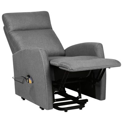 vidaXL Изправящ масажен стол, светлосив, текстил