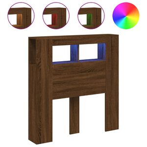 vidaXL LED горна табла, кафяв дъб, 100x18,5x103,5 см, инженерно дърво