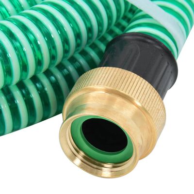vidaXL Смукателен маркуч с месингови съединители зелен 1,1" 20 м PVC