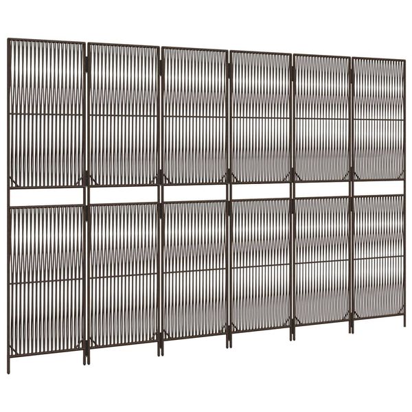 vidaXL Параван за стая, 6 панела, кафяв, полиратан