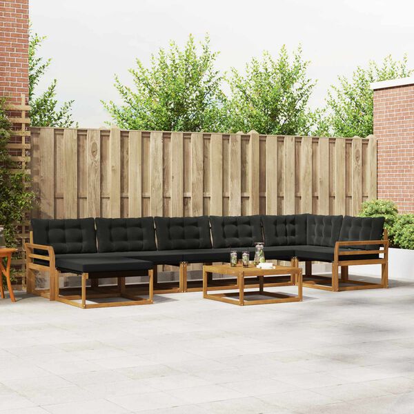 vidaXL Комплект дивани за открито 22 pcs Естествено и черно