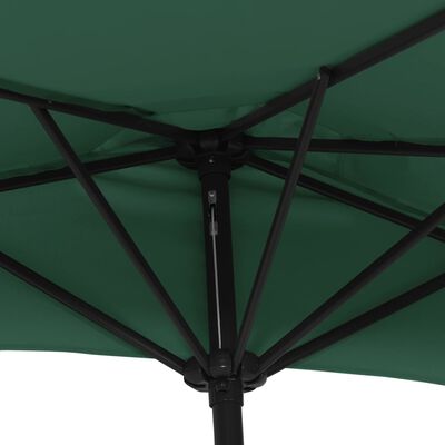 vidaXL Балконски чадър с алуминиев прът, зелен, 300x155 см, половин