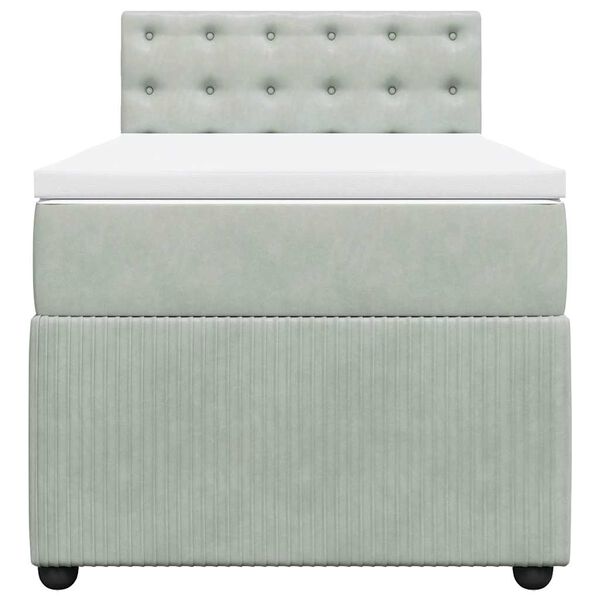 vidaXL Боксспринг легло с матрак, светлосиво, 100x200 см, кадифе