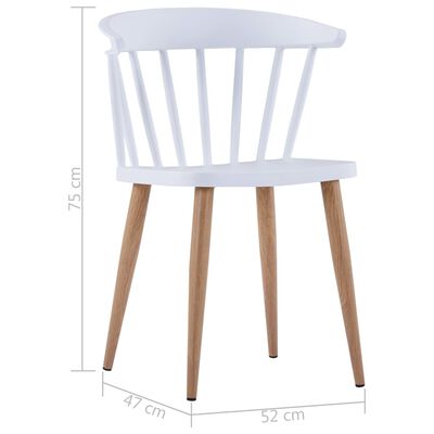 vidaXL Трапезни столове, 2 бр, бели, пластмаса