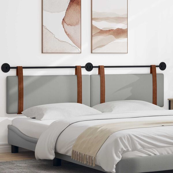 vidaXL Висяща табла Едноцветен Облачно сиво 210 x 55 x 5 см Антично PU