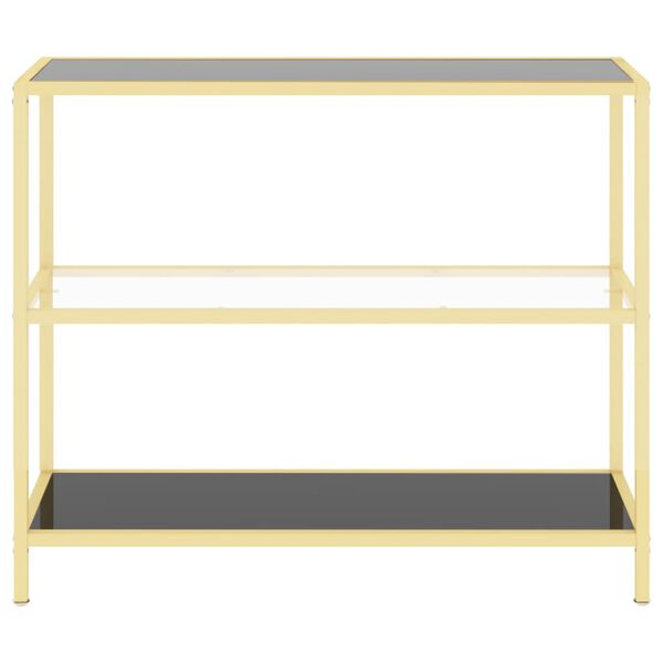 vidaXL Етажерка, черно и прозрачно, 100x36x90 cм, закалено стъкло