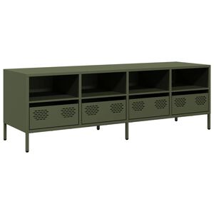 vidaXL ТВ шкаф маслиненозелен 135x39x43,5 см студеновалцувана стомана