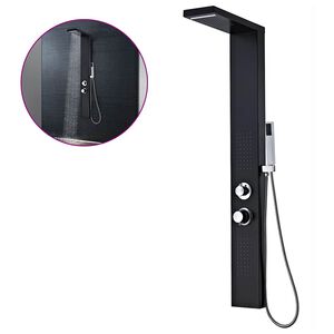 vidaXL Система душ панел от алуминий, черна