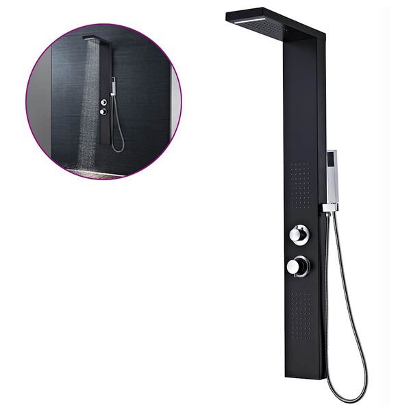 vidaXL Система душ панел от алуминий, черна