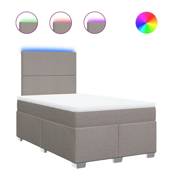 vidaXL Боксспринг легло с матрак, таупе, 120x200 см, плат