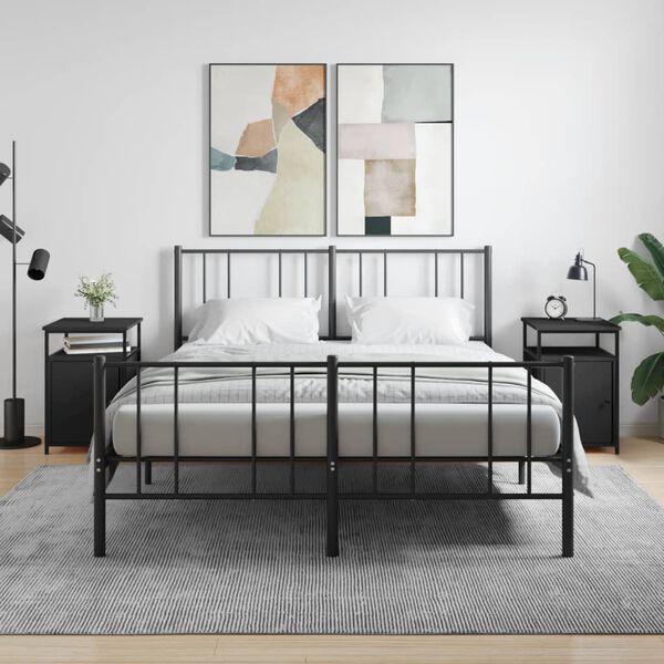 vidaXL Нощни шкафчета, 2 бр, черни, 40x42x60 см, инженерно дърво