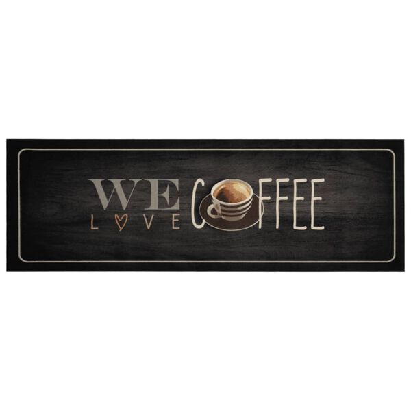 vidaXL Кухненско килимче, миещо, текст Coffee, 60x180 см, кадифе