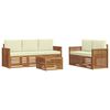 vidaXL Комплекти дивани 6 pcs Натурален и Крема Солидно акациево дърво