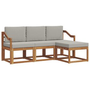 vidaXL Комплект дивани за открито 4 pcs Естествено и светло сиво