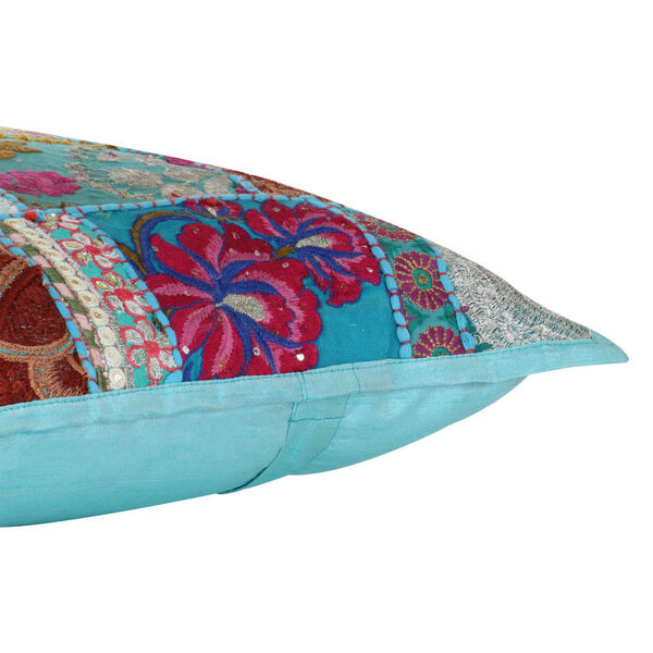 vidaXL Пачуърк възглавници 2 бр ръчно изделие 45x45 см розово/тюркоаз