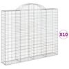 vidaXL Габионни кошници арка 10 бр 200x30x160/180см поцинковано желязо