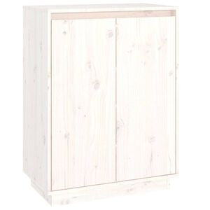 vidaXL Шкаф за обувки, бял, 60x35x80 см, бор масив