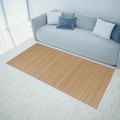 Правоъгълен кафяв бамбуков килим 80 х 300 см
