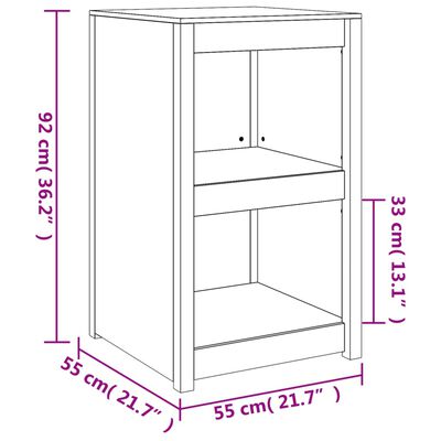 vidaXL Кухненски шкаф за открито, черен, 55x55x92 см, бор масив