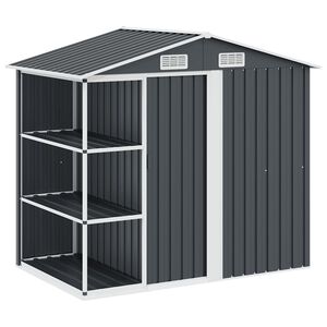 vidaXL Дворна барака с рафт антрацит 205x130x183 см желязо