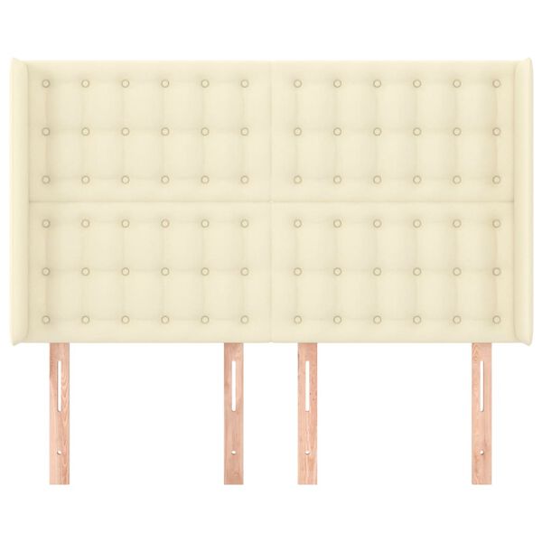 vidaXL Горна табла с уши, кремава, 147x16x118/128 см, изкуствена кожа