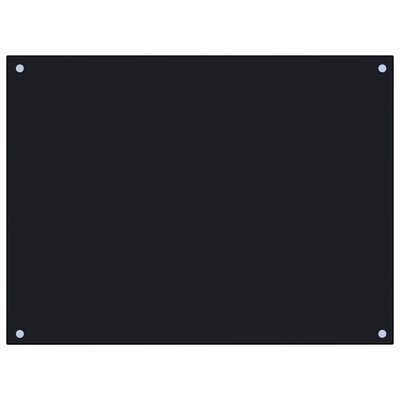 vidaXL Кухненски гръб, черен, 80x60 см, закалено стъкло