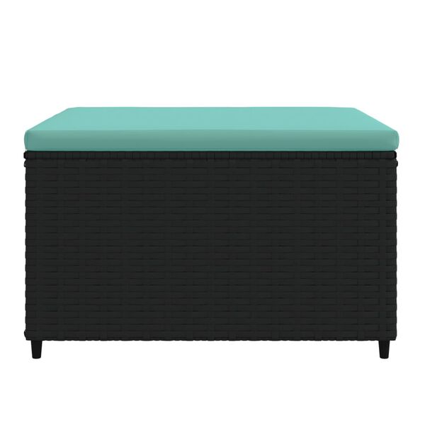 vidaXL Градинска табуретка с възглавница, черна, полиратан